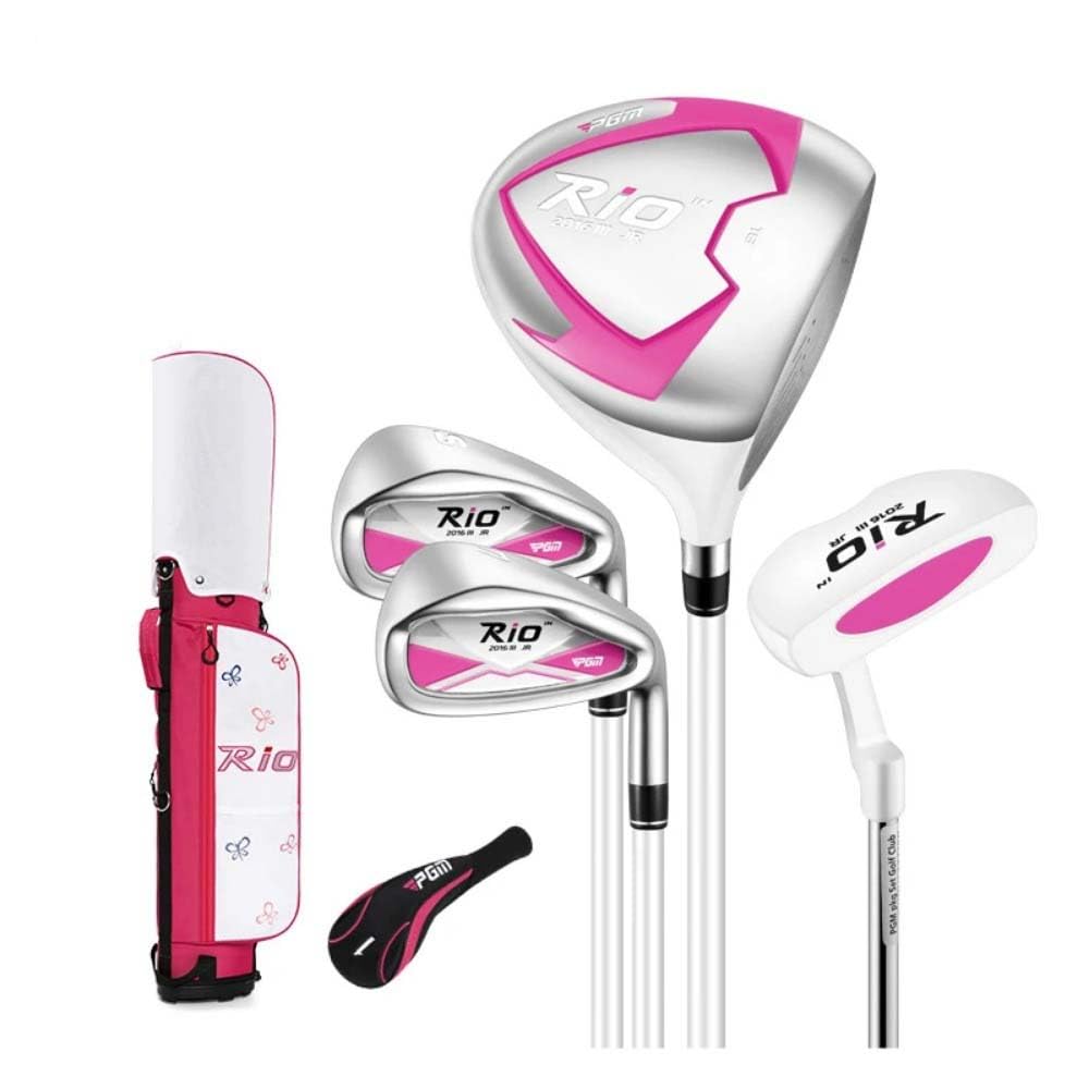 PGM Kids Golf Clubs Kit - Complete Golf Clubs Set with Hybrid & Utility Clubs, Wood, Irons, Putter, and Bag for Children 3-12year