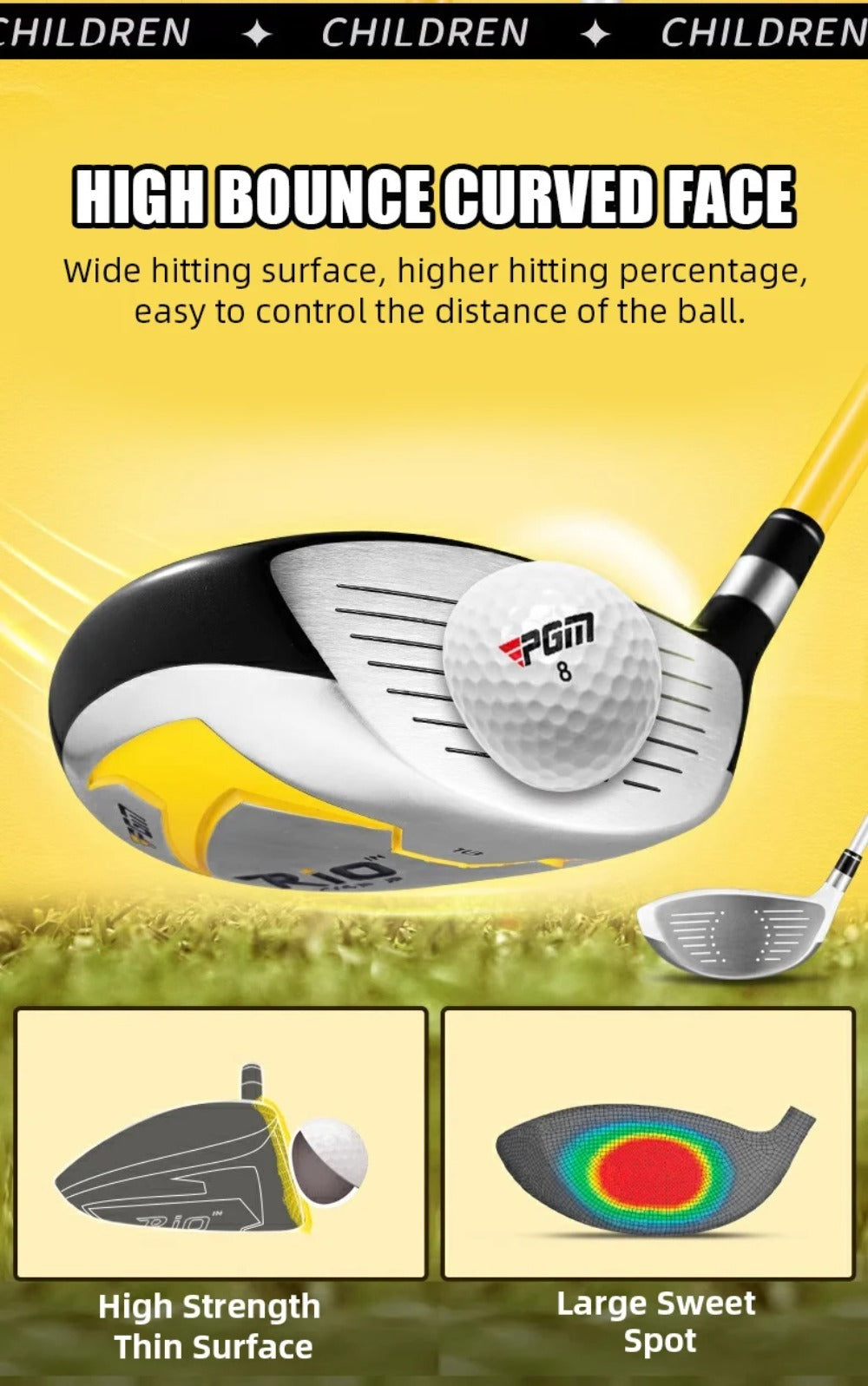 PGM Kids Golf Clubs Kit - Complete Golf Clubs Set with Hybrid & Utility Clubs, Wood, Irons, Putter, and Bag for Children 3-12year