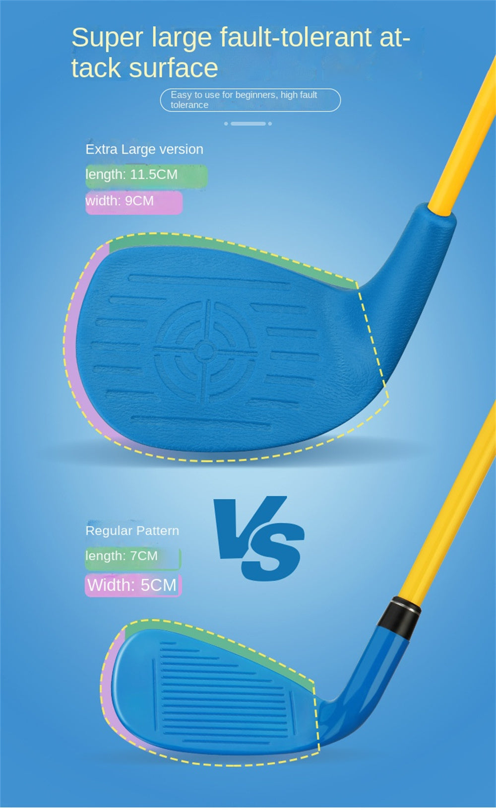 PGM #7 Junior Golf Club Iron with Plastic Head Carbon Rod Practice for Coaching Teaching Children Boys and Girls in Single Clubs (3-5Y,Blue)