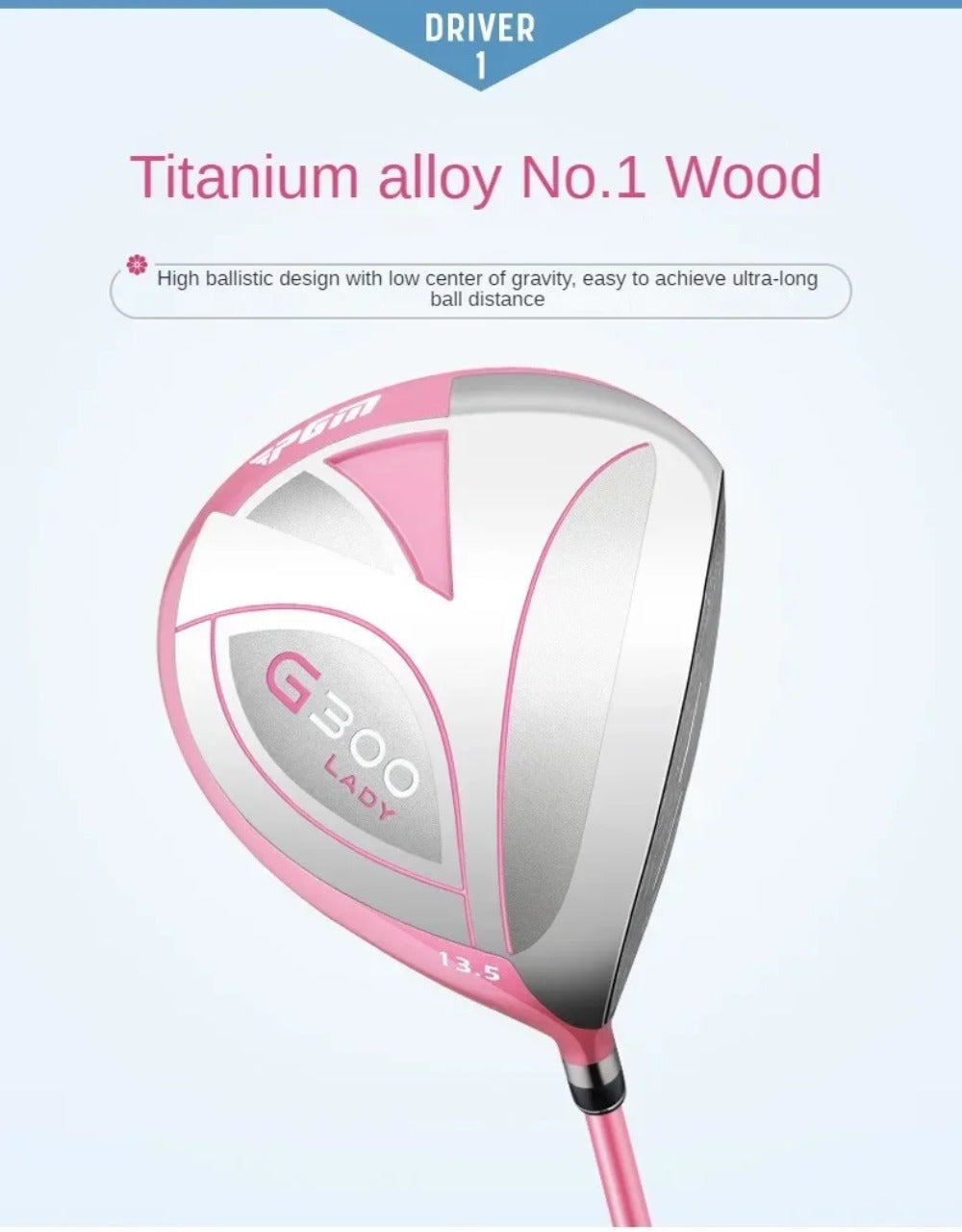 PGM #1 Wooden Golf Driver 13.5 Degree Loft with Carbon Shaft Titanium Head High Rebound Ideal for Golf Club Wood Practice Sports