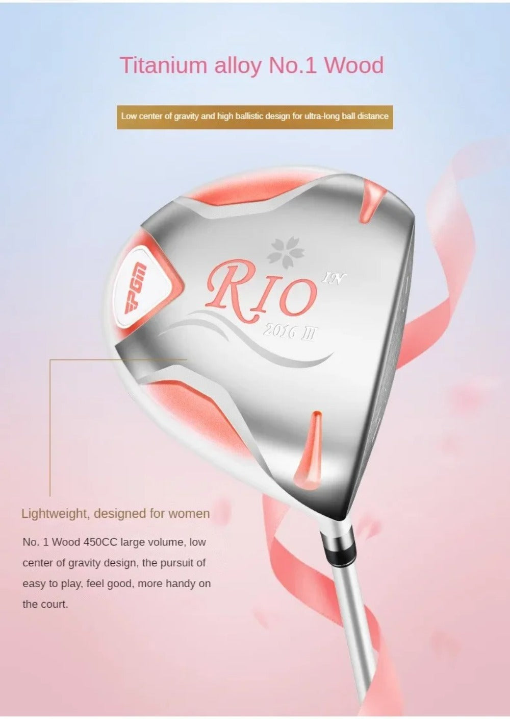PGM High Rebound #1/3/5/4Hybrid Iron Wood Golf Driver Women's Right Handed Golf Club Wooden Titanium Alloy Golf Training Clubs