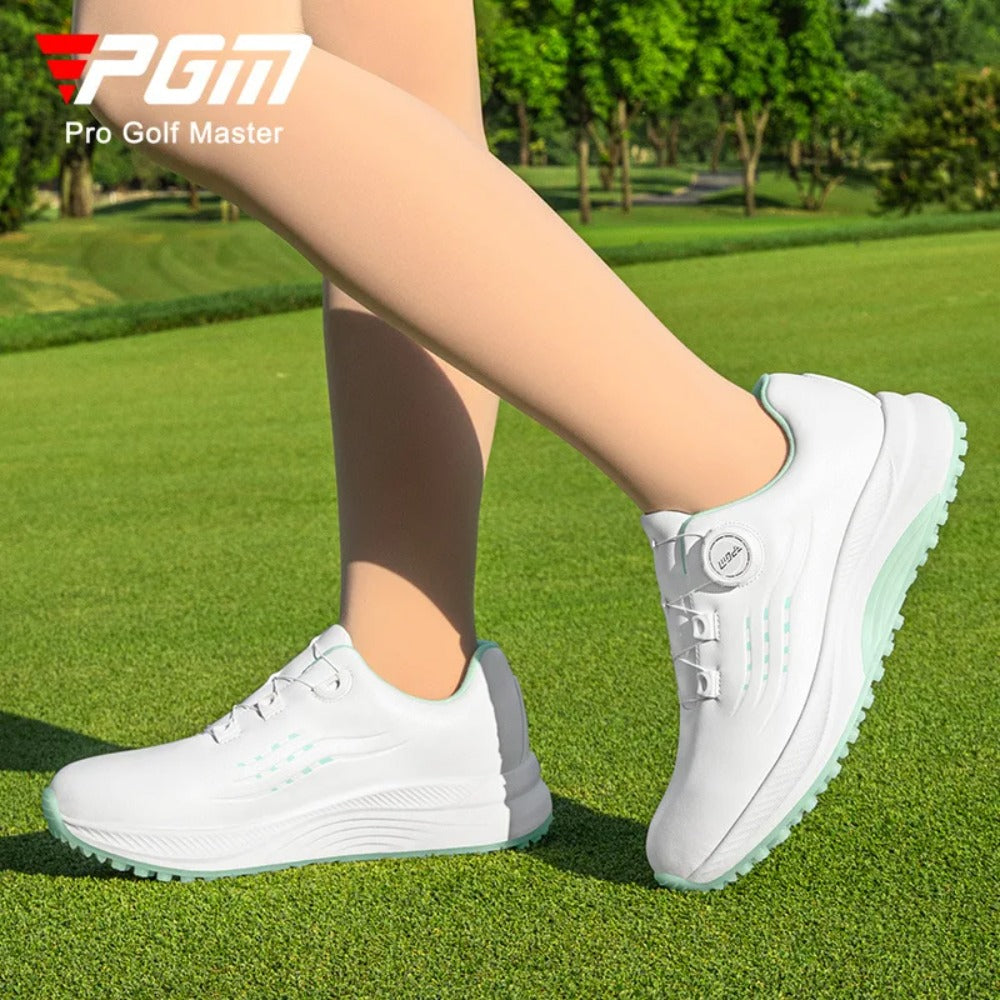 PGM Women Golf Shoes Summer Waterproof Anti Slip Comfortable Lightweight Nailless Shoes with Knob Laces Sports Sneakers