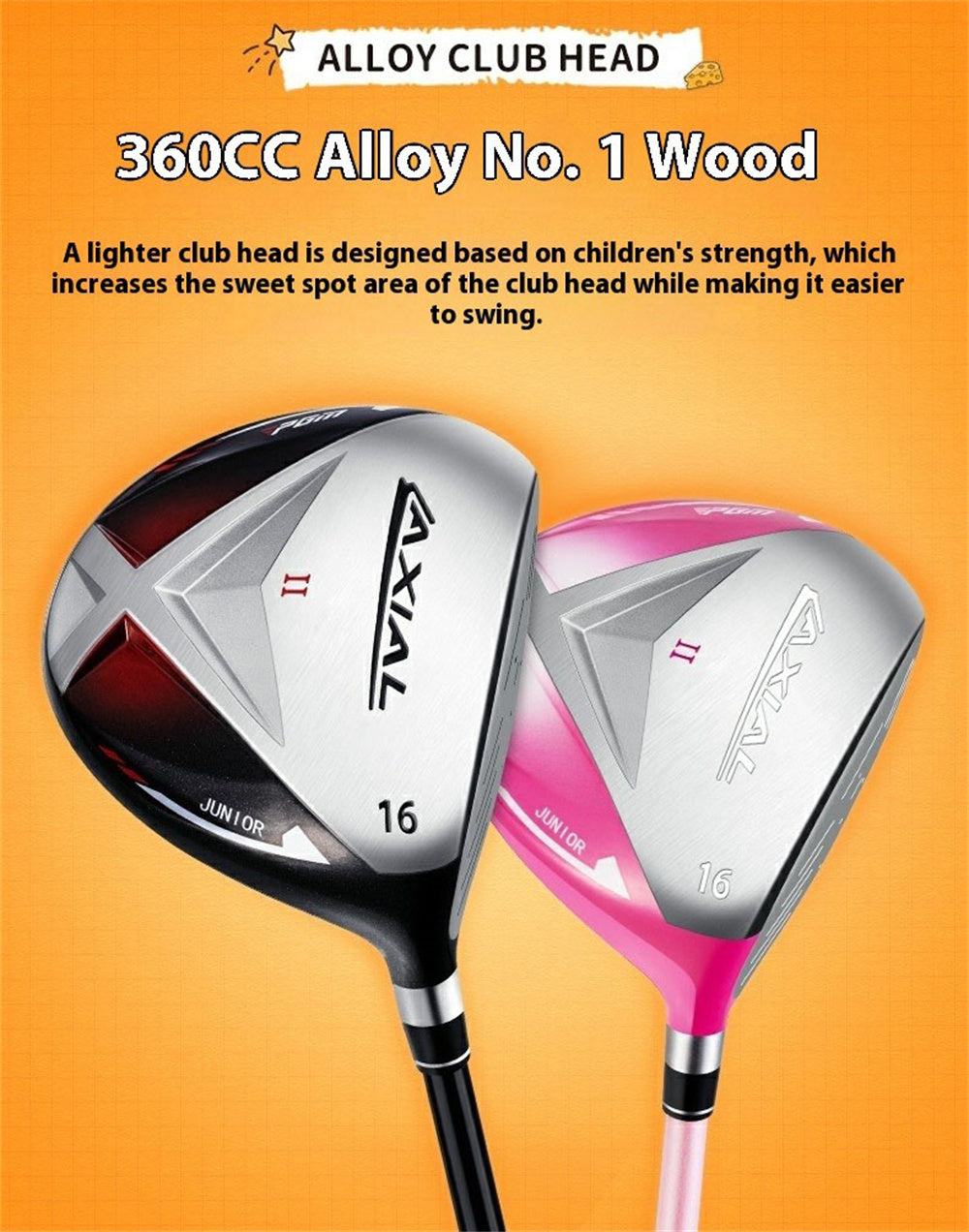 PGM Junior Golf Clubs Kids Right Handed #1 Drivers, #5 UT Hybrids Iron Children Practice Pole Carbon Shaft Golf Club Wood