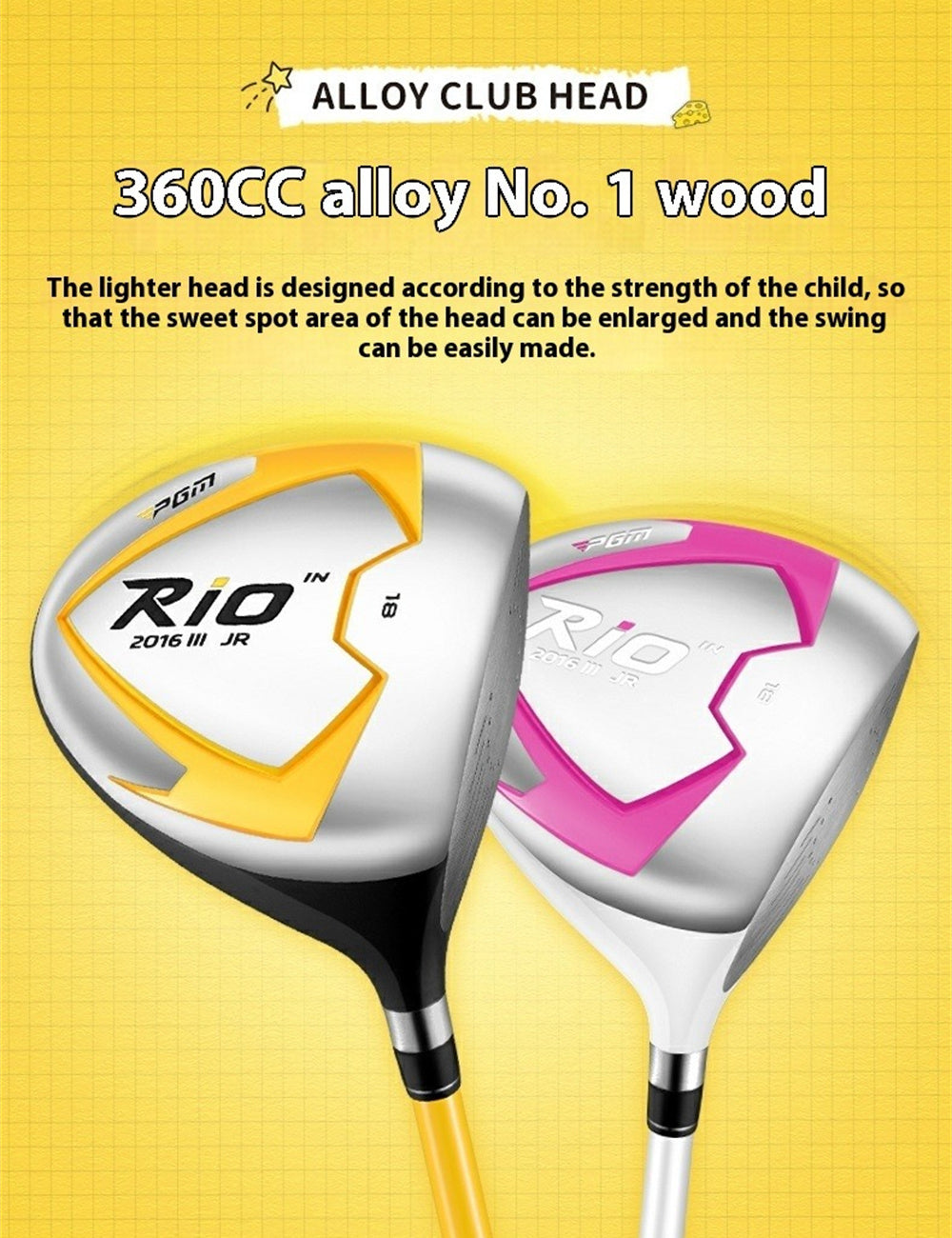 #1 Wood Club Right Handed Junior Golf Drivers Loft 38degree Kids Boys Girls Golf Practice Pole for Young Golfers with Golf Headcover