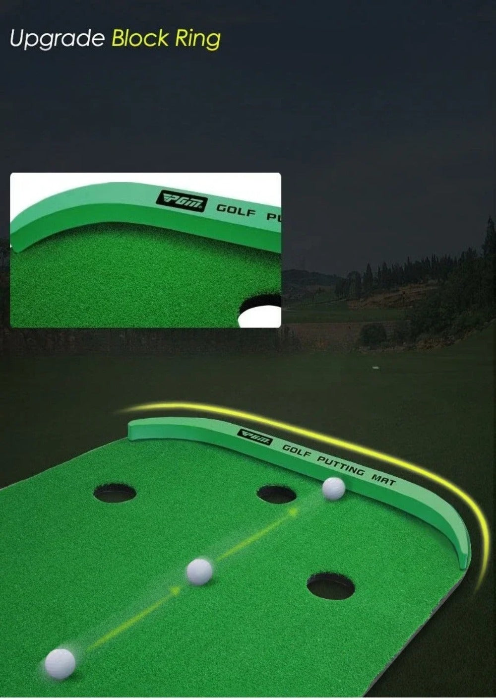 PGM Golf Portable Green Indoor Golf Puttering Trainer Mini Practice Blanket 3x1m