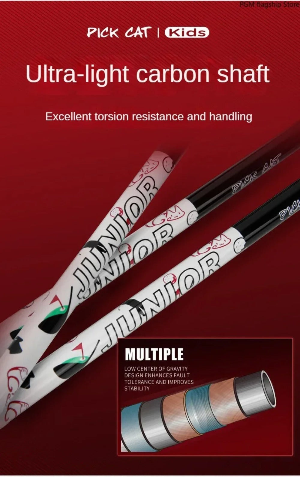 PGM Children's Golf Clubs for Boys and Girls Complete Set of Beginner Sets of Practice Clubs for 3-12 Years Old