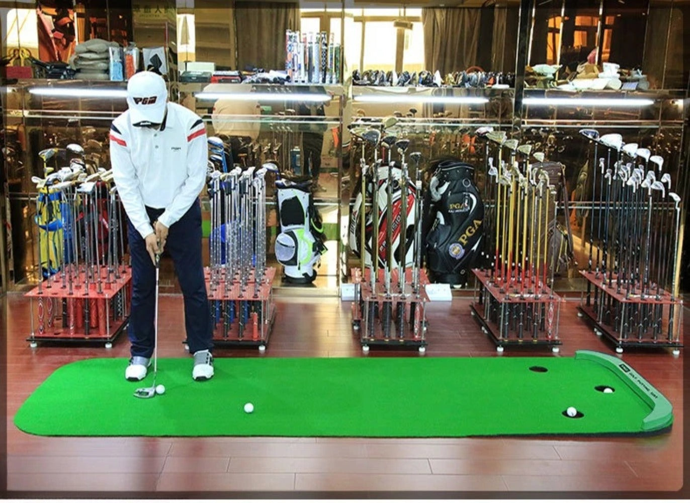 PGM Golf Portable Green Indoor Golf Puttering Trainer Mini Practice Blanket 3x1m