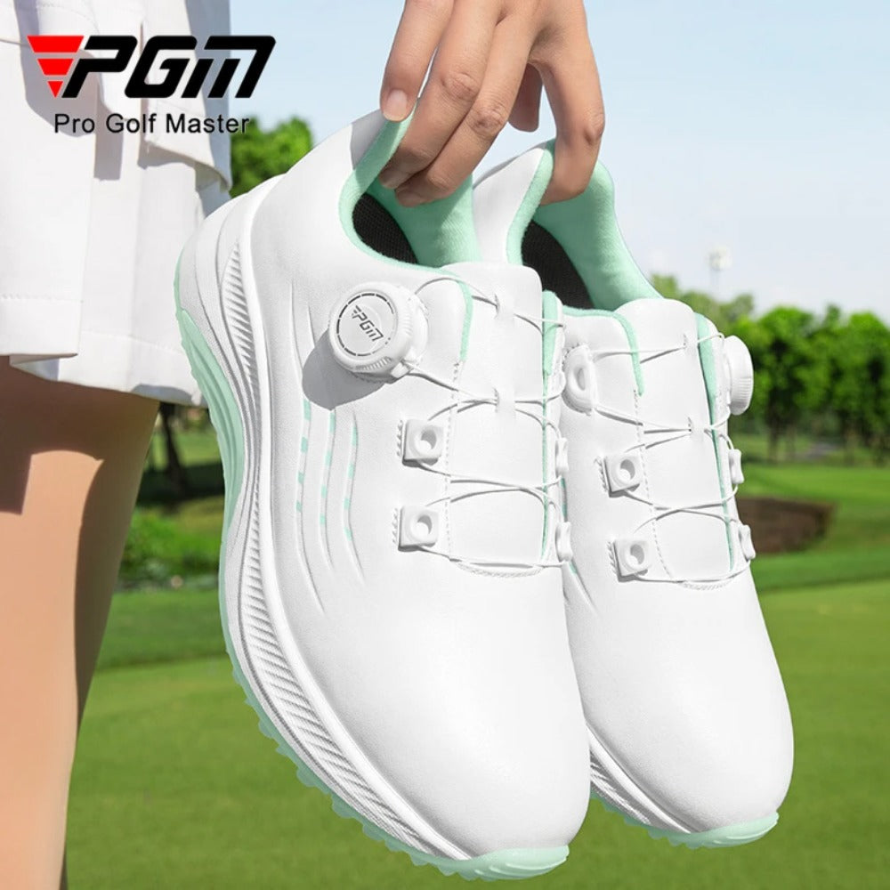PGM Women Golf Shoes Summer Waterproof Anti Slip Comfortable Lightweight Nailless Shoes with Knob Laces Sports Sneakers