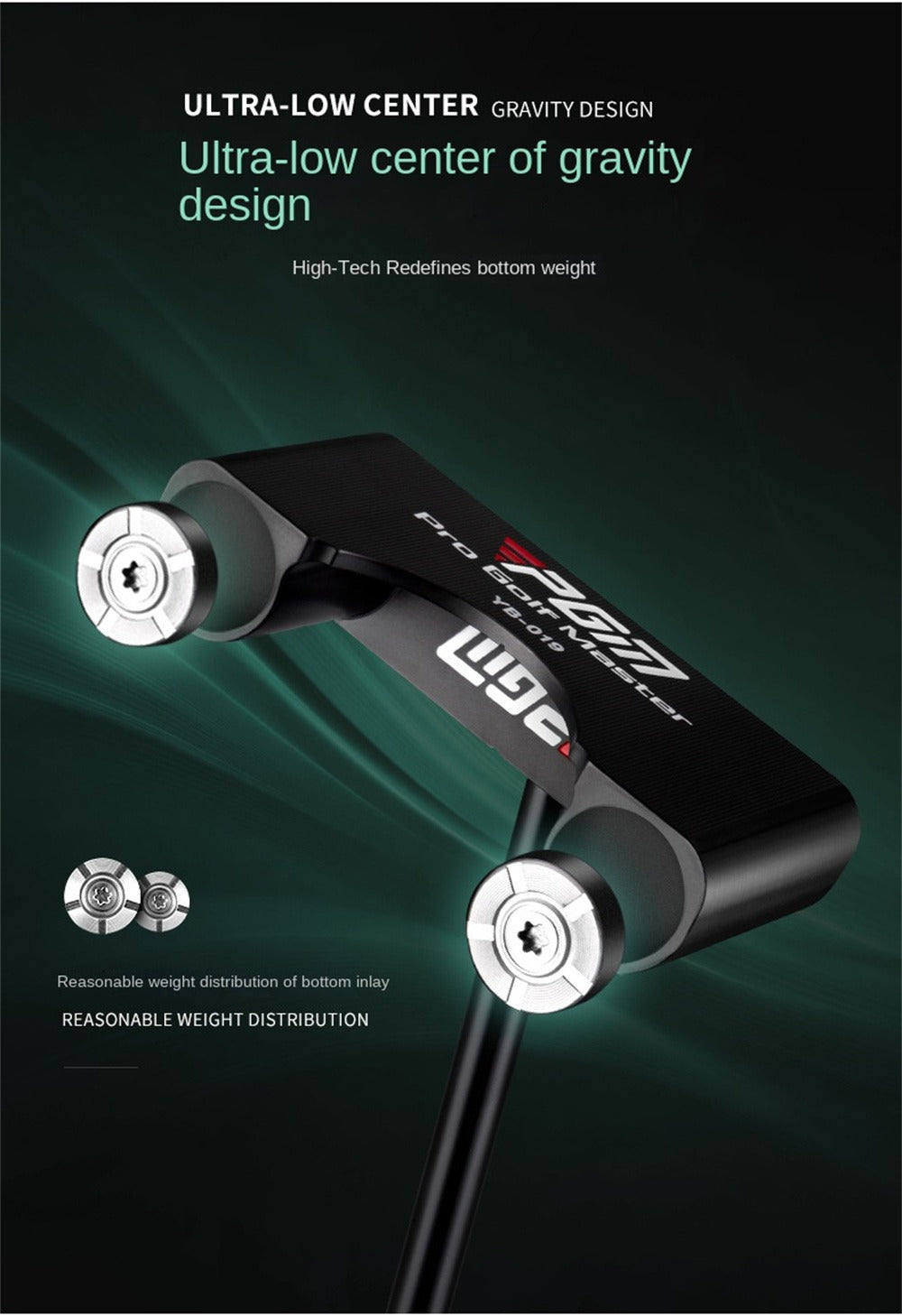 PGM Golf Putter Standing for Perfect Alignment - Legal for Tournament Play | Stand Up Mallet Golf Putters for Men Women | with Golf Headcover