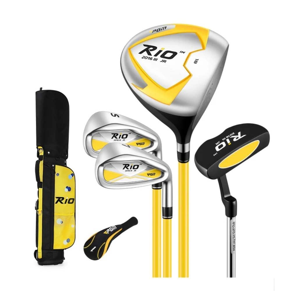 PGM Kids Golf Clubs Kit - Complete Golf Clubs Set with Hybrid & Utility Clubs, Wood, Irons, Putter, and Bag for Children 3-12year