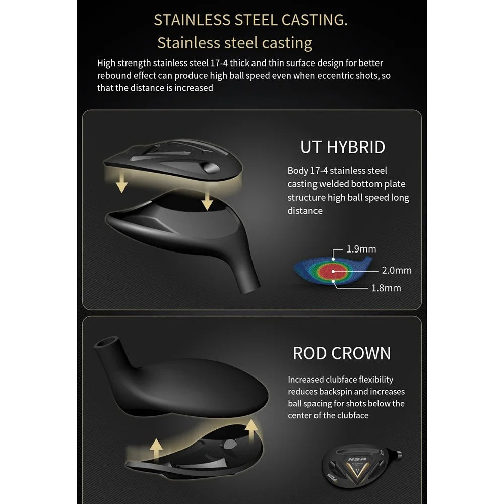 PGM New Golf Clubs Men Titanium Alloy Head Right Hand No.1/3/5/4H Hybrid Iron Wooden Club Pole High Rebound Low CG Golf Driver Clubs