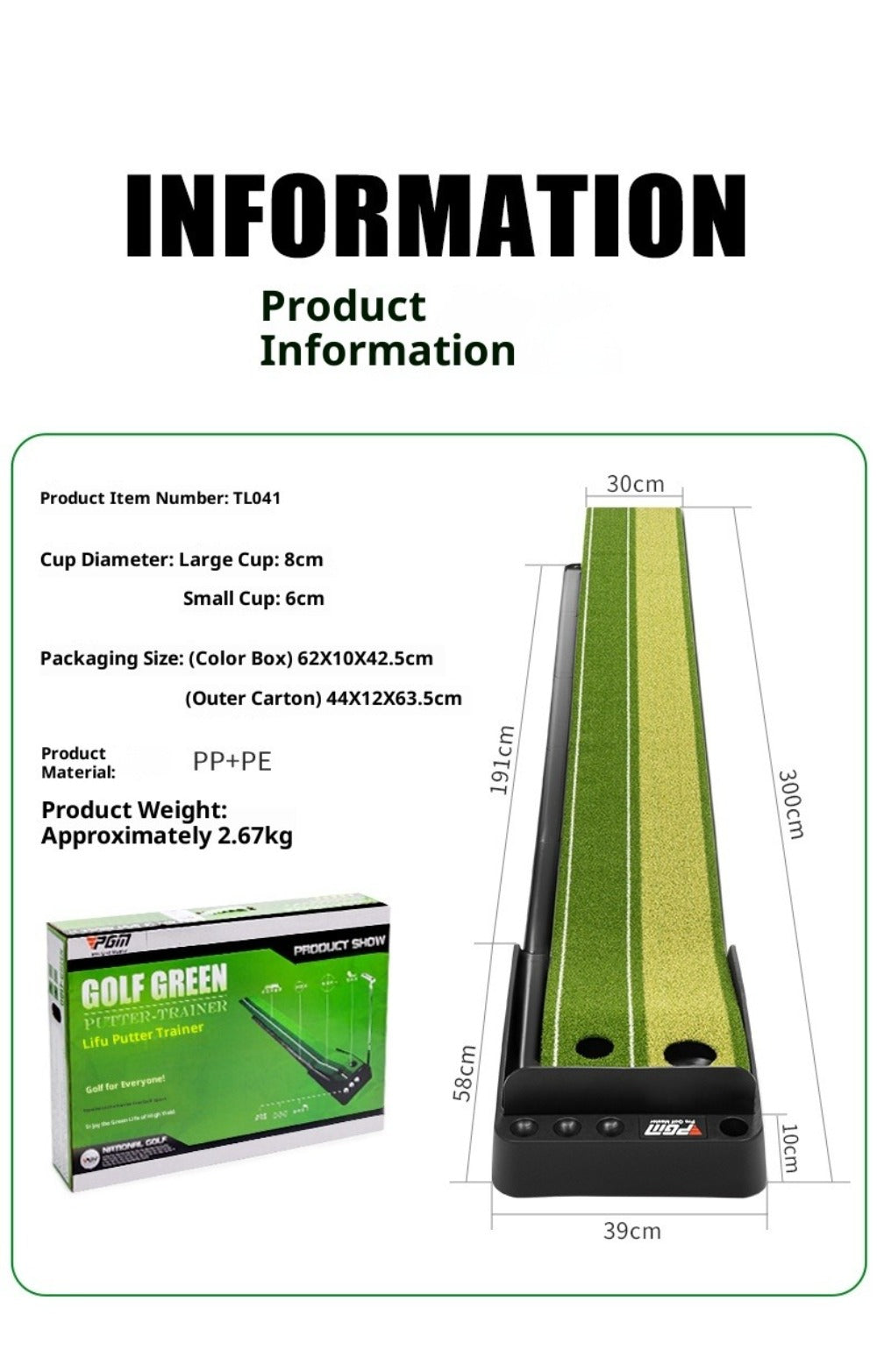 PGM Indoor Golf Putter Mini Golf Putting Green Blanket Home Golf Trainer Set