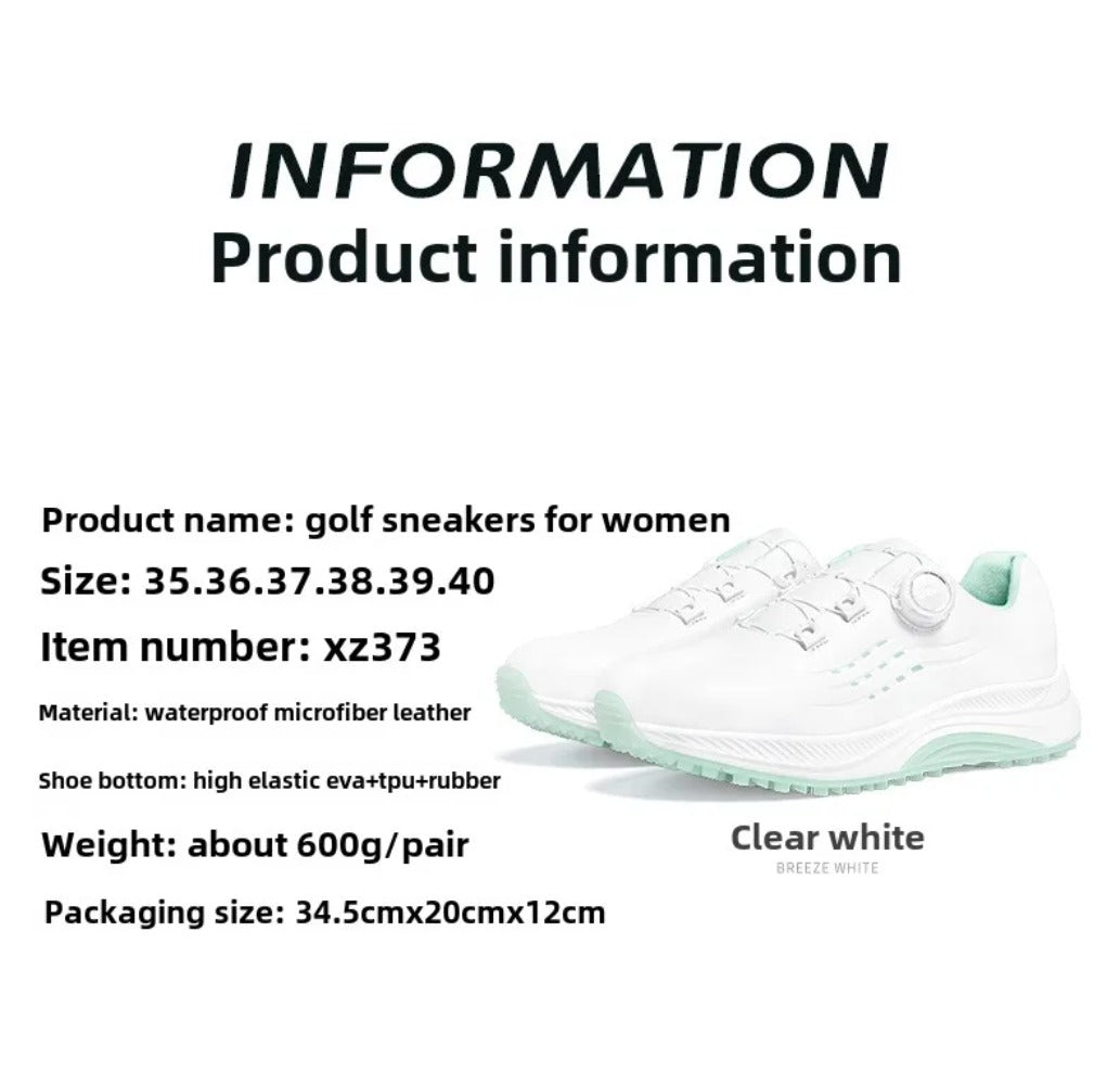 PGM Women Golf Shoes Summer Waterproof Anti Slip Comfortable Lightweight Nailless Shoes with Knob Laces Sports Sneakers