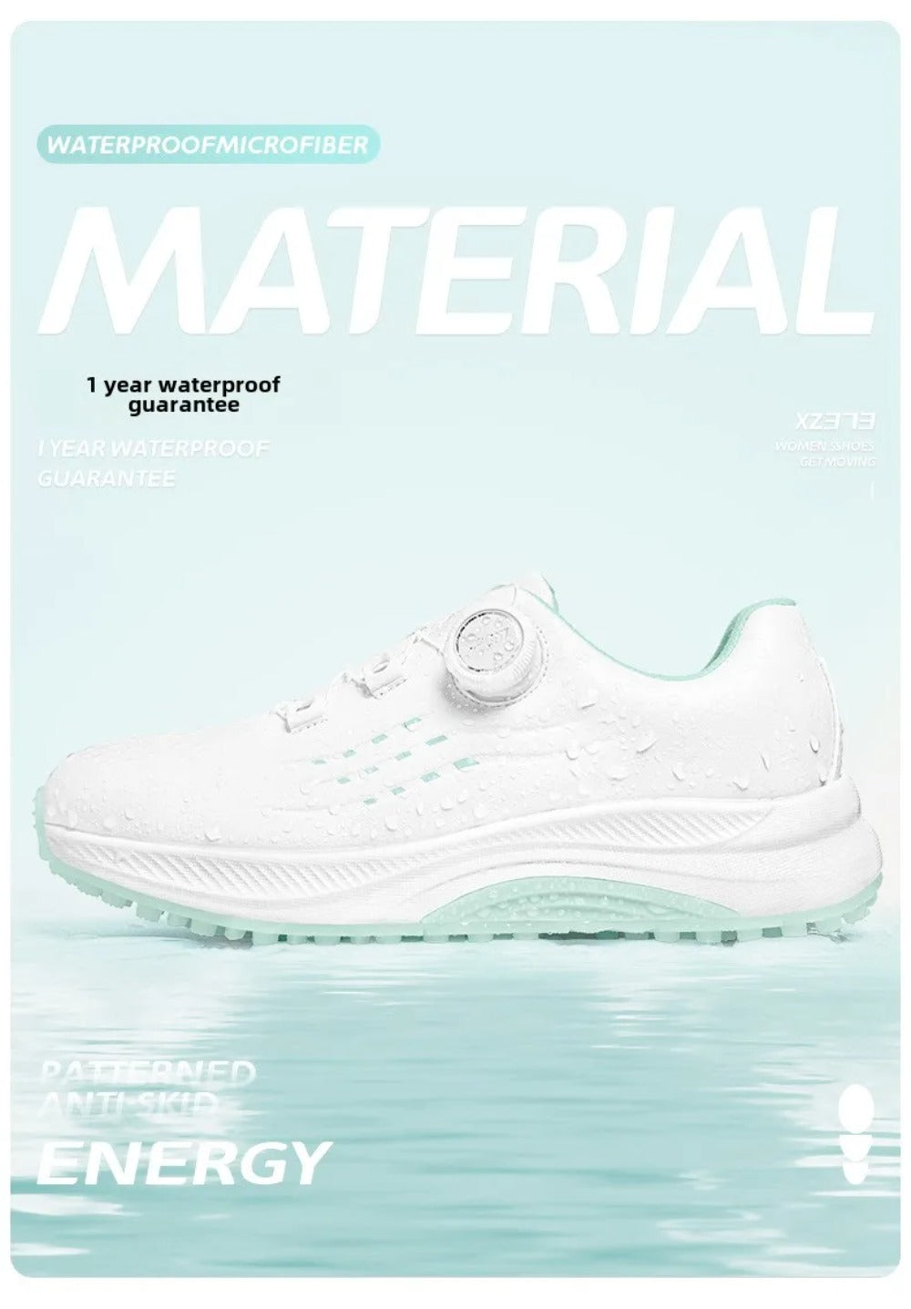 PGM Women Golf Shoes Summer Waterproof Anti Slip Comfortable Lightweight Nailless Shoes with Knob Laces Sports Sneakers