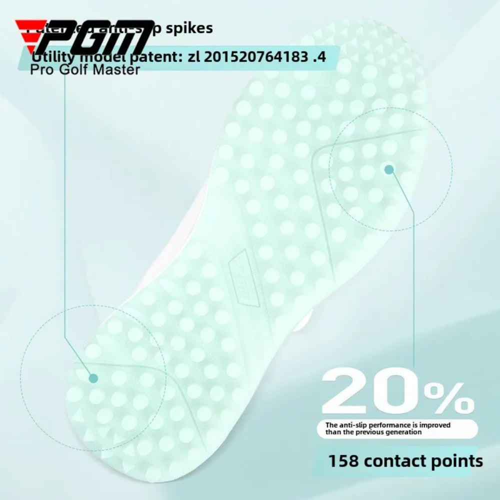 PGM Women Golf Shoes Summer Waterproof Anti Slip Comfortable Lightweight Nailless Shoes with Knob Laces Sports Sneakers