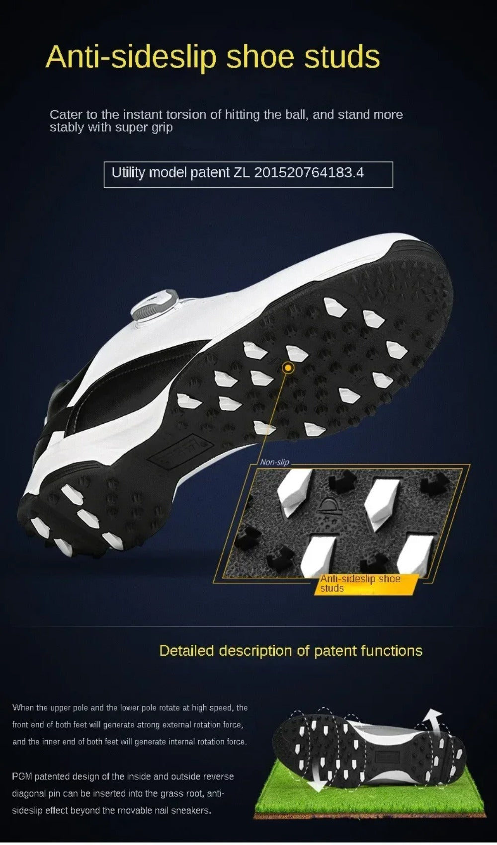 PGM Golf Shoes Men's Waterproof Breathable Golf Shoes Male Rotating Shoelaces Sports Sneakers Non-slip Trainers