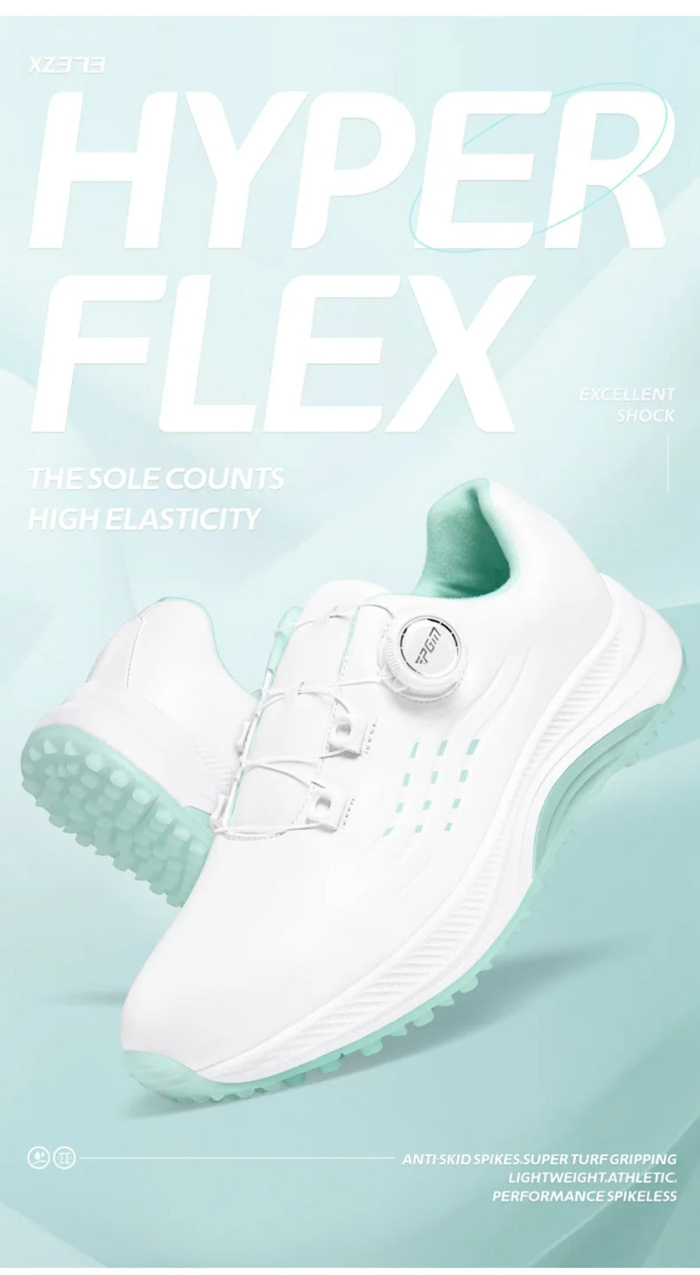 PGM Women Golf Shoes Summer Waterproof Anti Slip Comfortable Lightweight Nailless Shoes with Knob Laces Sports Sneakers