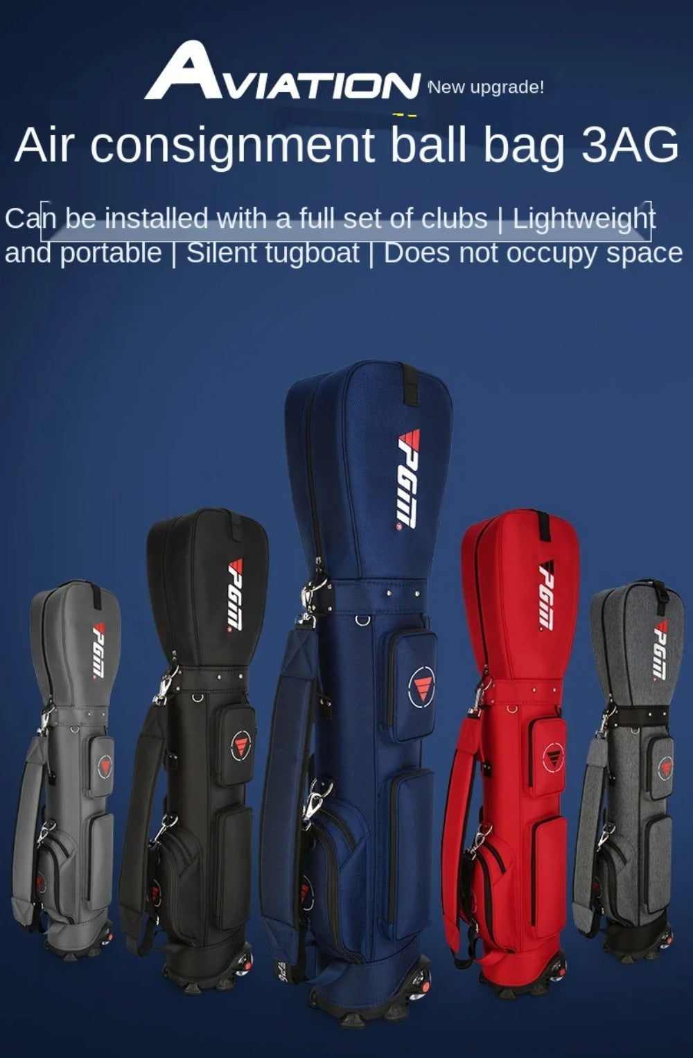 PGM Golf Bag with Wheels Ultra-light Sport Standard Golf Bags Large Capacity Golf Aviation Ball Storage Multifunctional