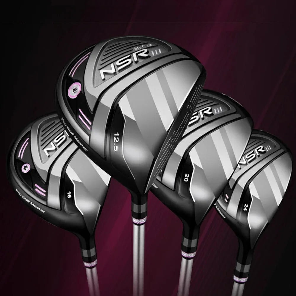 PGM NSR III Golf Clubs for Women Right Handed No.1/No.3/No.5 Hybrid Wooden Club Titanium Golf Driver Carbon Shaft High Rebound with Headcover