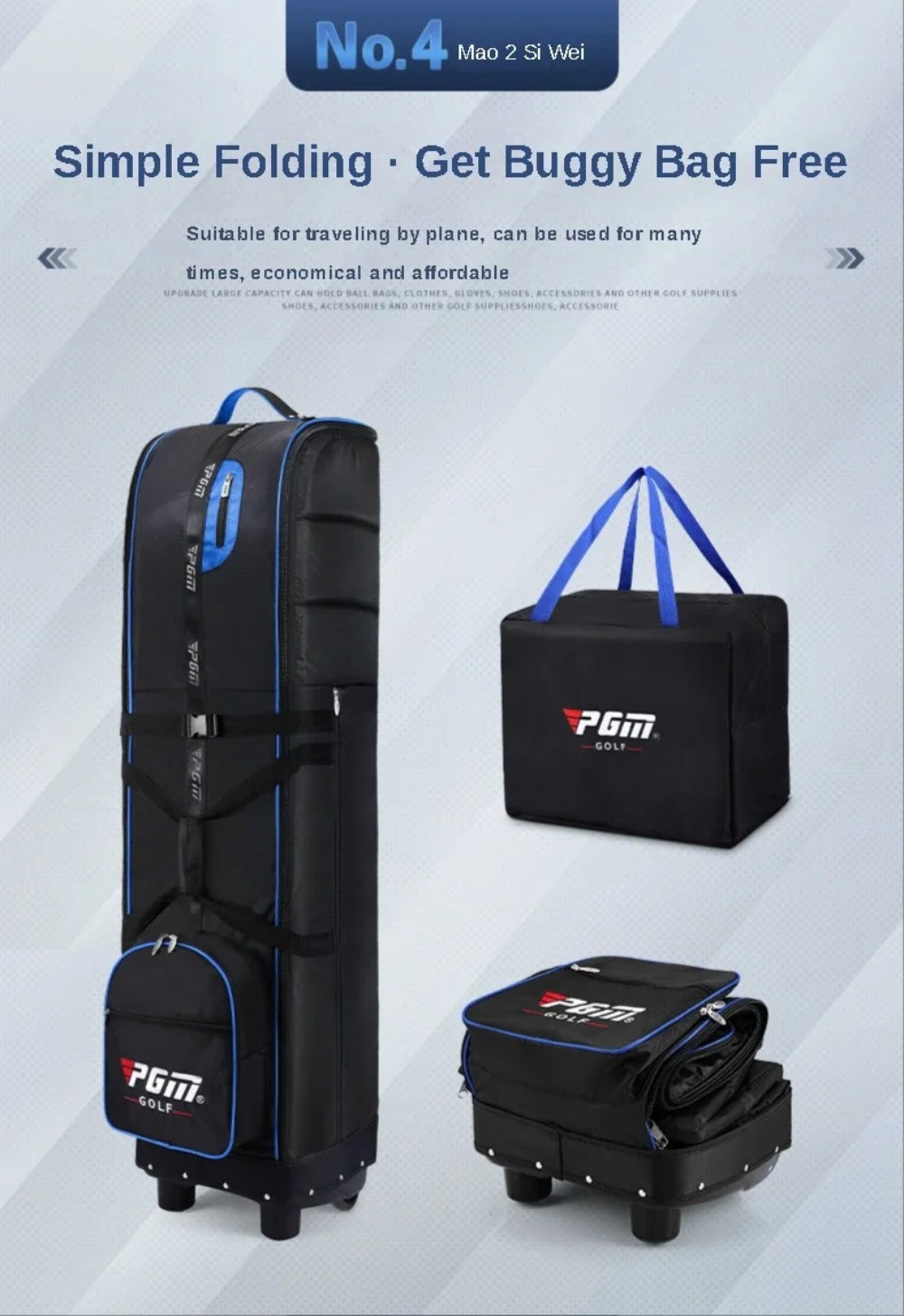 PGM Golf Travel Plane Bags with Wheel thicken Straps Foldable Golf Club Travel Cover for Airlines Golf Aviation Bag