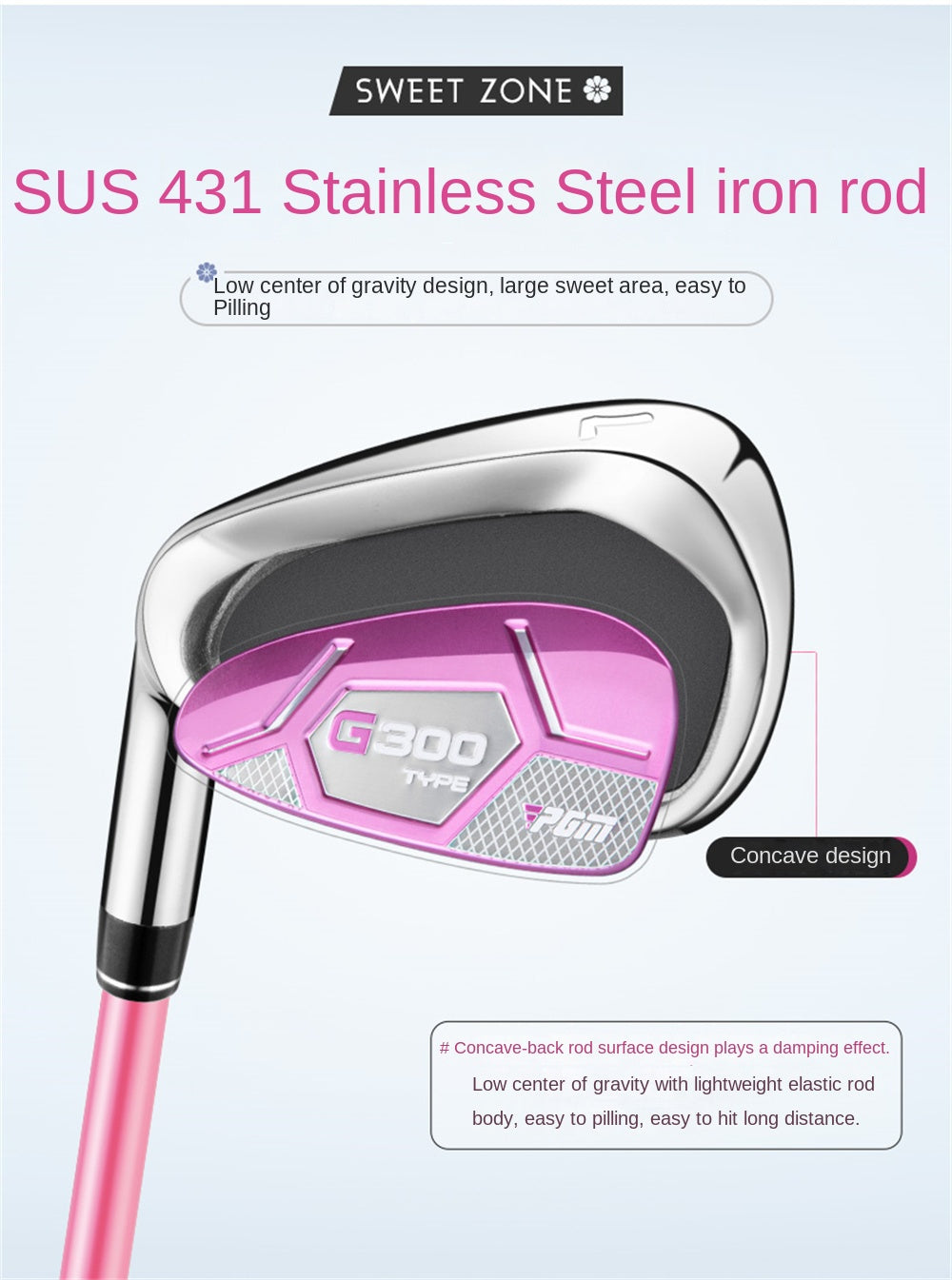 PGM Left Handed #7 Iron Women's Golf Club Iron 30 Degree with Steel/Carbon Shaft Lady Golf Precision for Accurate Shots Single Clubs