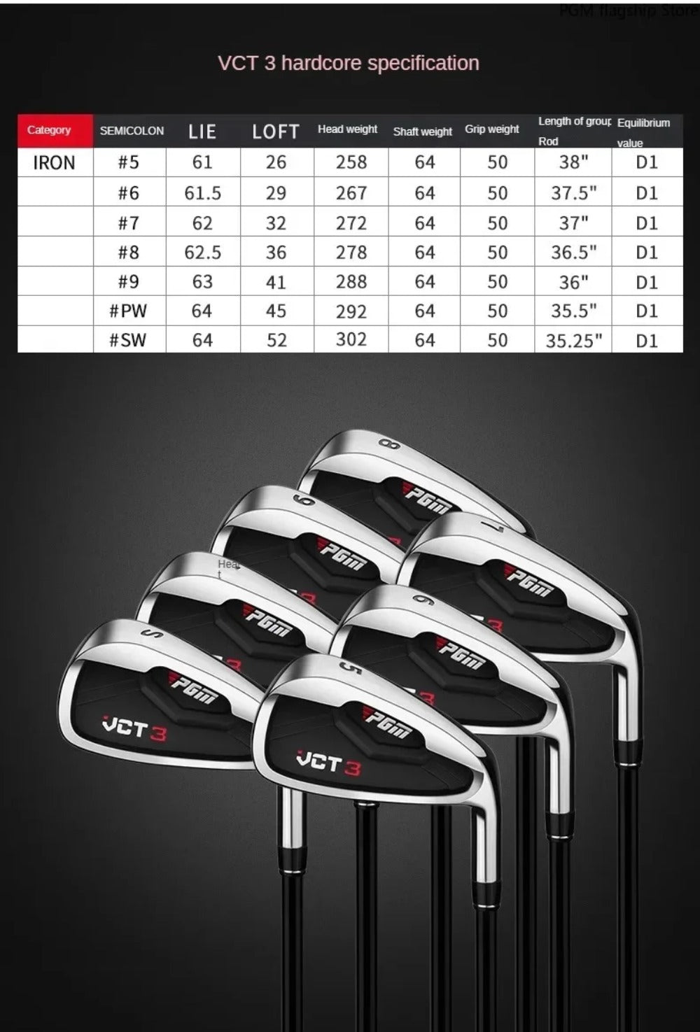 PGM Golf Clubs VCT3 Generation Right Handded 12 Clubs with Golf Bag Men's Beginners Full Complete Set