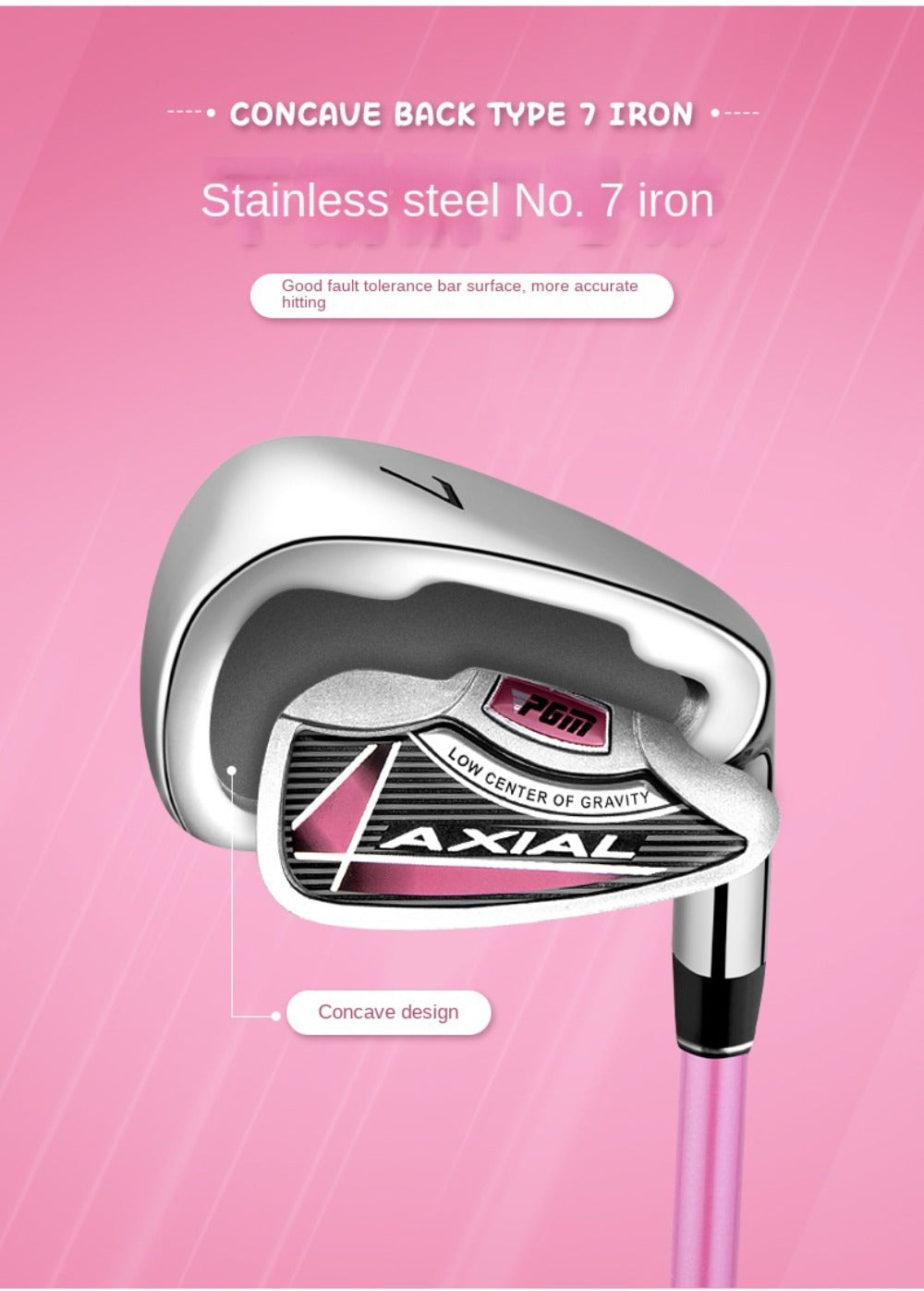 PGM Kids Golf Iron Boys Girls #7 Irons Right Handed Beginners 38 Degree Loft Golf Clubs for Single Clubs Practicing Golf Sports