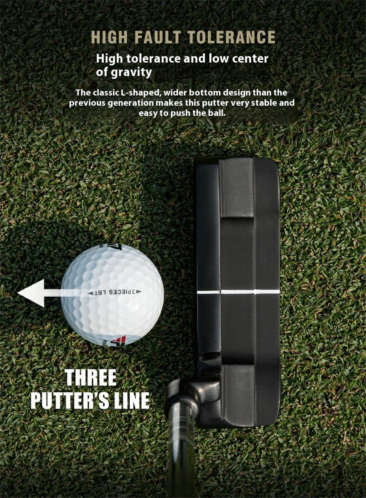 PGM Golf Club Putter Men Right Handed High Fault Tolerance Low Center of Gravity Golf Blade Putters with Headcover Golf Training