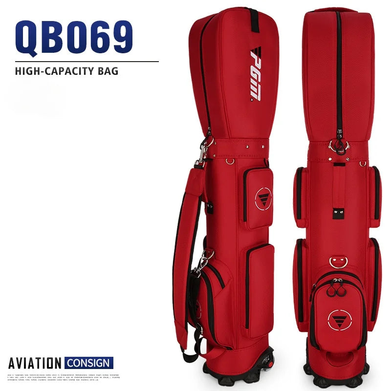 PGM Golf Bag with Wheels Ultra-light Sport Standard Golf Bags Large Capacity Golf Aviation Ball Storage Multifunctional