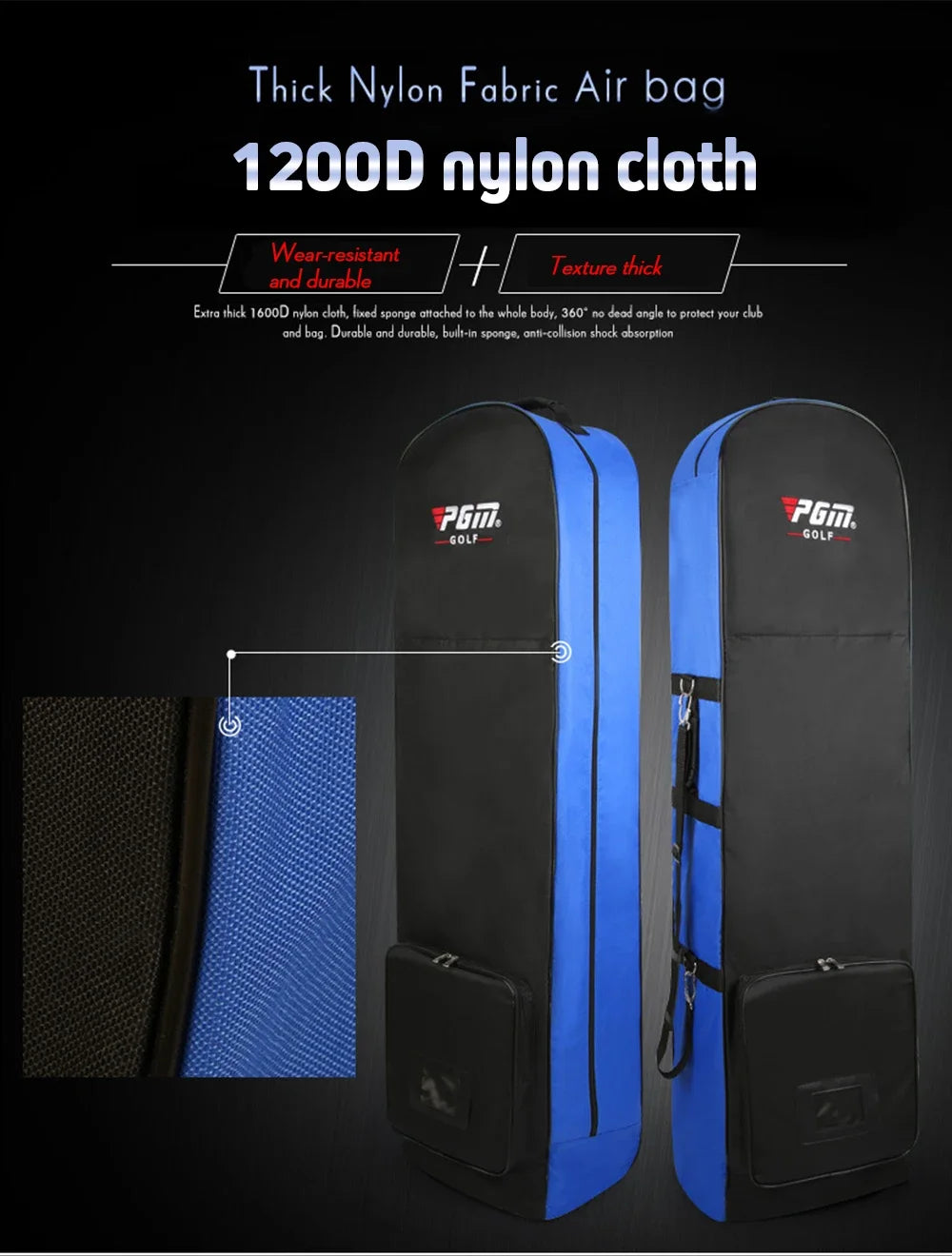 PGM Golf Aviation Bag Golf Bag with Silent Wheels Large Capacity Storage Foldable Airplane Travelling Golf Bags