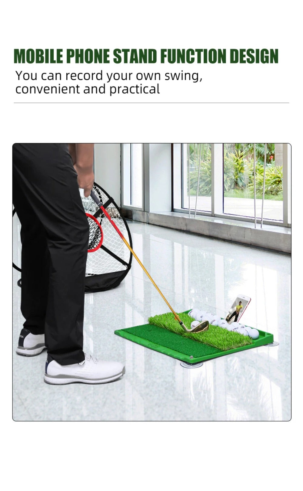 PGM Indoor Golf Training Hitting Mat for Golfers' Practice and Improvement