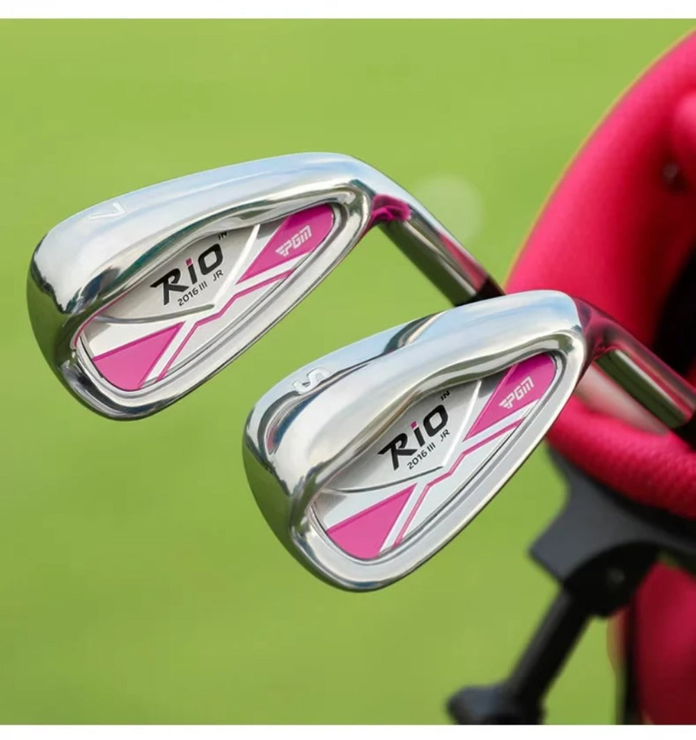 PGM Kids Golf Clubs Kit - Complete Golf Clubs Set with Hybrid & Utility Clubs, Wood, Irons, Putter, and Bag for Children 3-12year