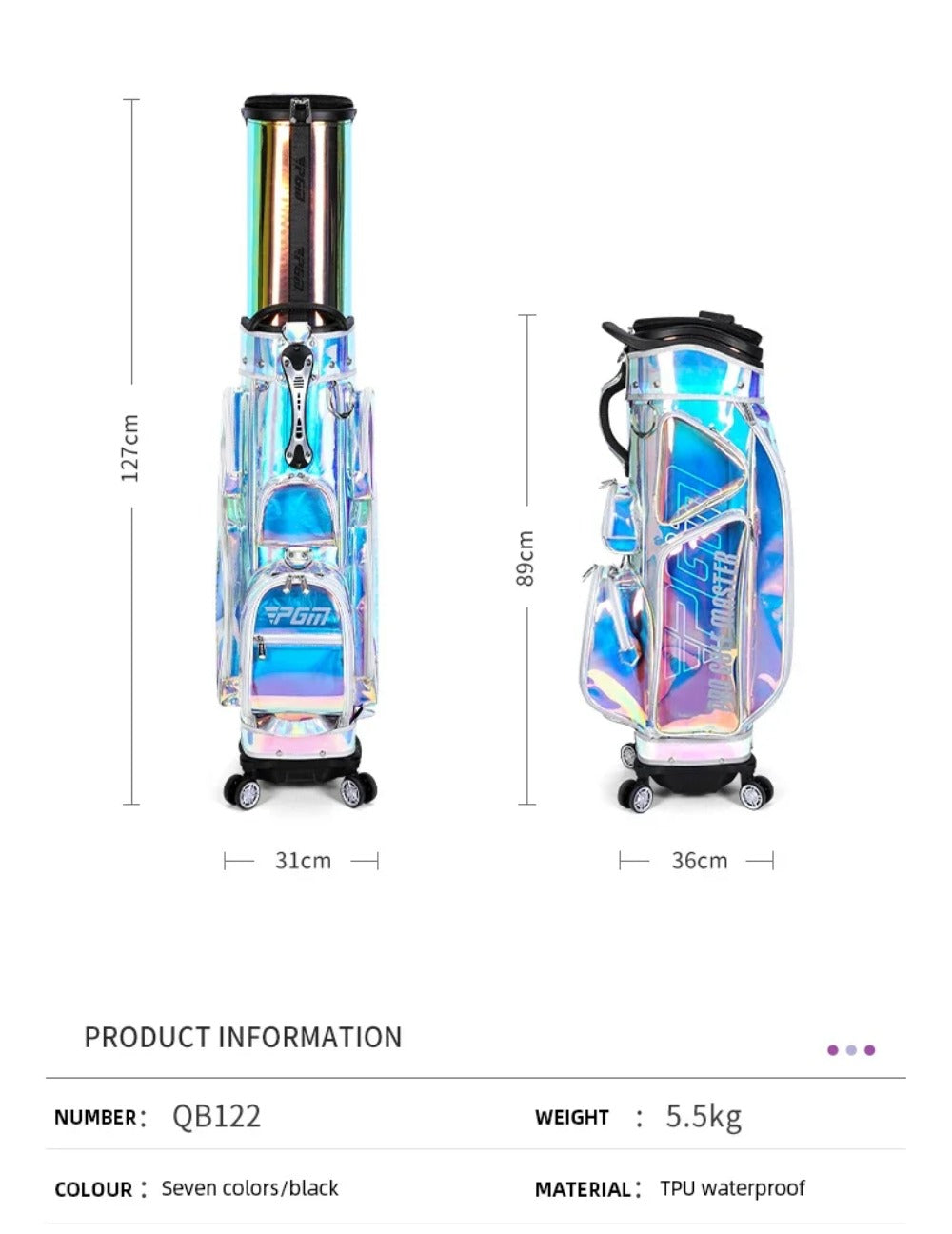 PGM Unisex Golf Travel Bag Colorful Waterproof Four-wheel Flat  Air Consignment Bags Golf Aviation Bag Large Capacity