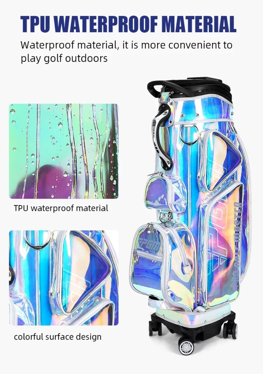 PGM Unisex Golf Travel Bag Colorful Waterproof Four-wheel Flat  Air Consignment Bags Golf Aviation Bag Large Capacity