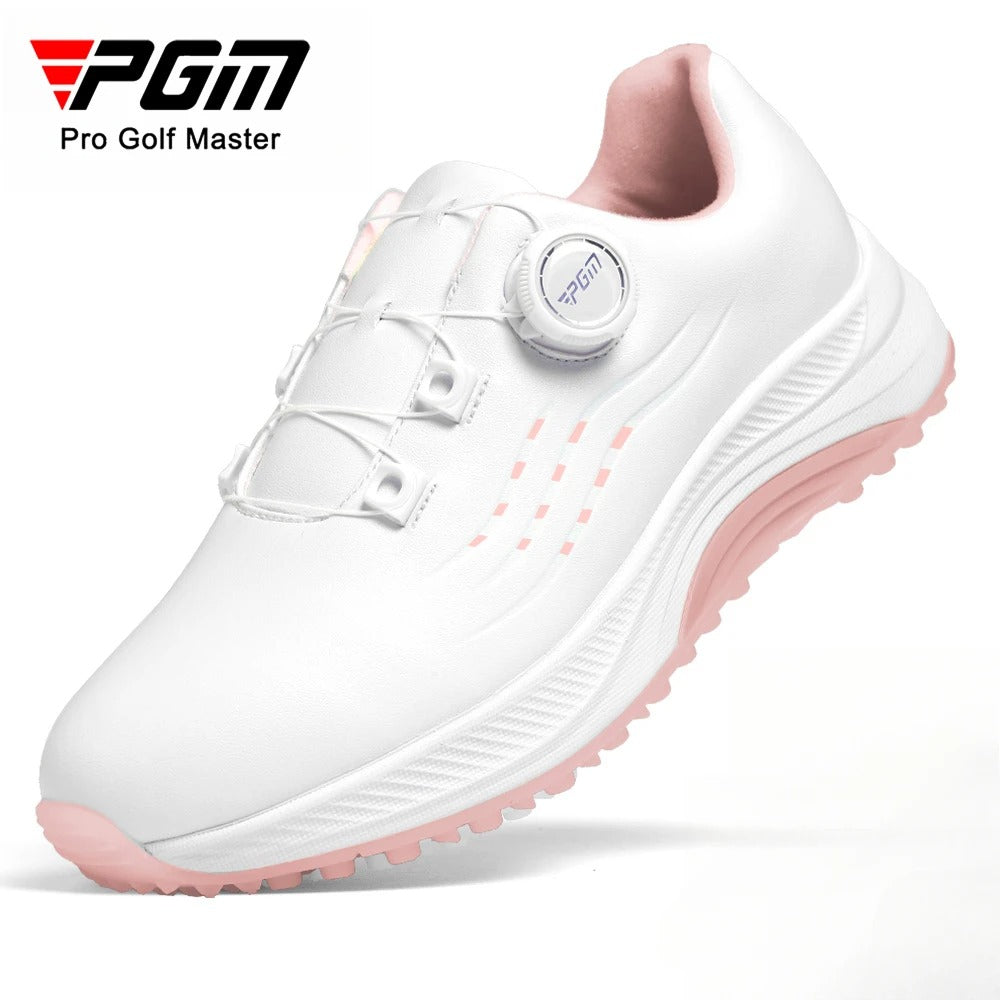 PGM Women Golf Shoes Summer Waterproof Anti Slip Comfortable Lightweight Nailless Shoes with Knob Laces Sports Sneakers