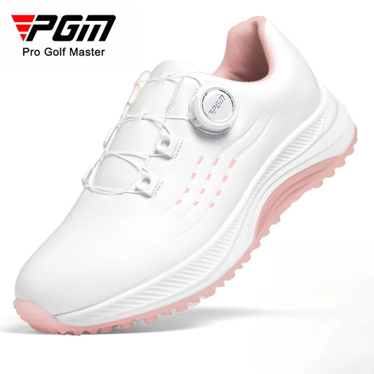 PGM Women Golf Shoes Summer Waterproof Anti Slip Comfortable Lightweight Nailless Shoes with Knob Laces Sports Sneakers