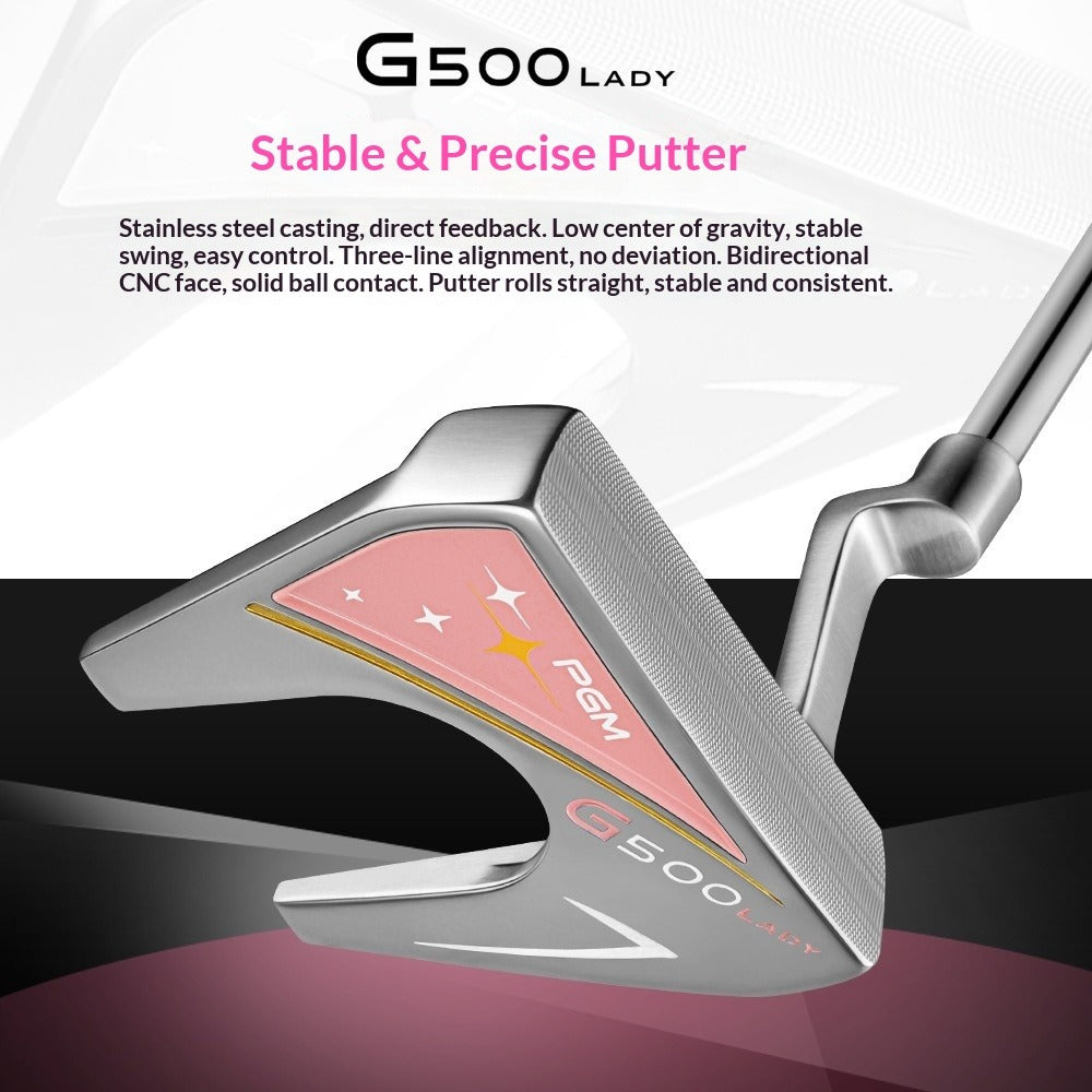PGM Golf Mallet Putter for Right Handed Women Golfers Single Stable G500 Golf Push Rod with Headcover for Golf Enthusiasts