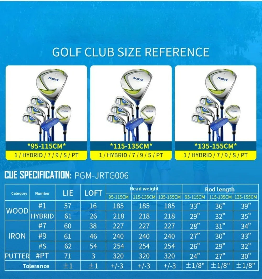 PGM Golf Clubs Left Hand and Right Handed Girls Boys Lightweight Irons Putter Swing 95-155cm Kids
