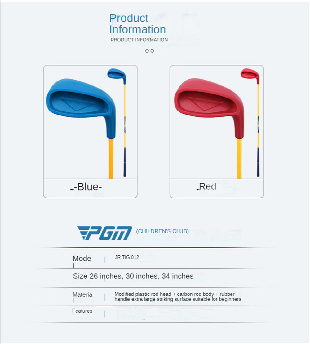 PGM #7 Junior Golf Club Iron with Plastic Head Carbon Rod Practice for Coaching Teaching Children Boys and Girls in Single Clubs (3-5Y,Blue)