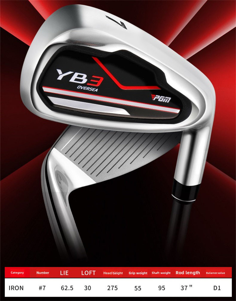 PGM Golf Club Iron #7 Men's Women's Right-handed with Graphite/Steel Shaft for Golfers in Single Iron Clubs Golf Sports