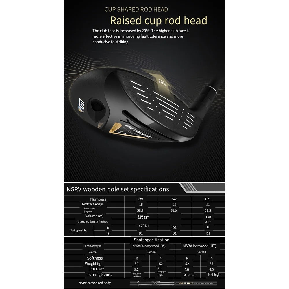 PGM New Golf Clubs Men Titanium Alloy Head Right Hand No.1/3/5/4H Hybrid Iron Wooden Club Pole High Rebound Low CG Golf Driver Clubs
