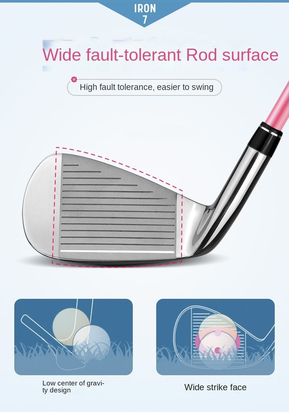 PGM #7 Iron Golf Club with 3 Degree Loft Steel or Graphite Shaft for Women Golfers in Outdoor Sports Single Clubs