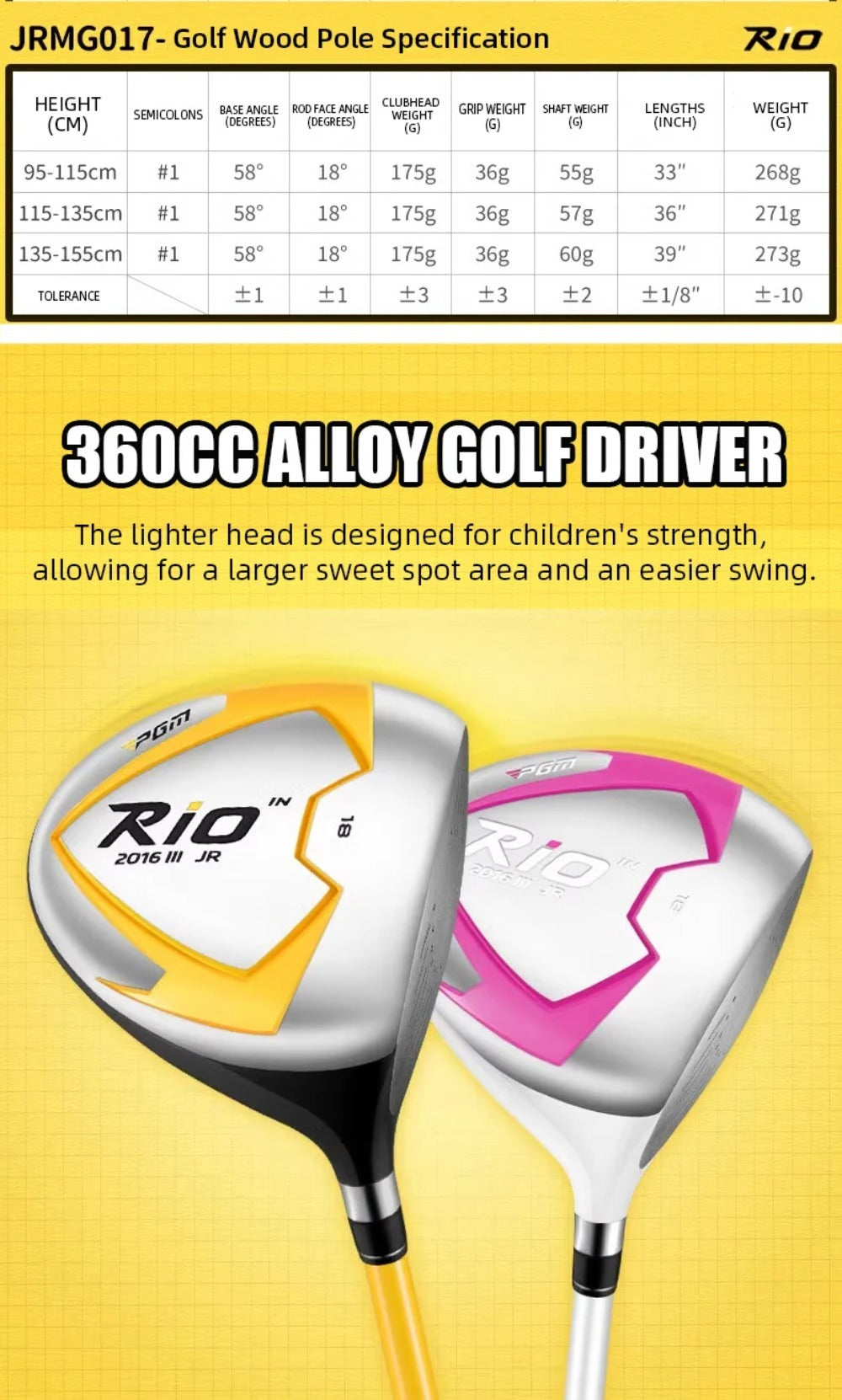 PGM Kids Golf Clubs Kit - Complete Golf Clubs Set with Hybrid & Utility Clubs, Wood, Irons, Putter, and Bag for Children 3-12year