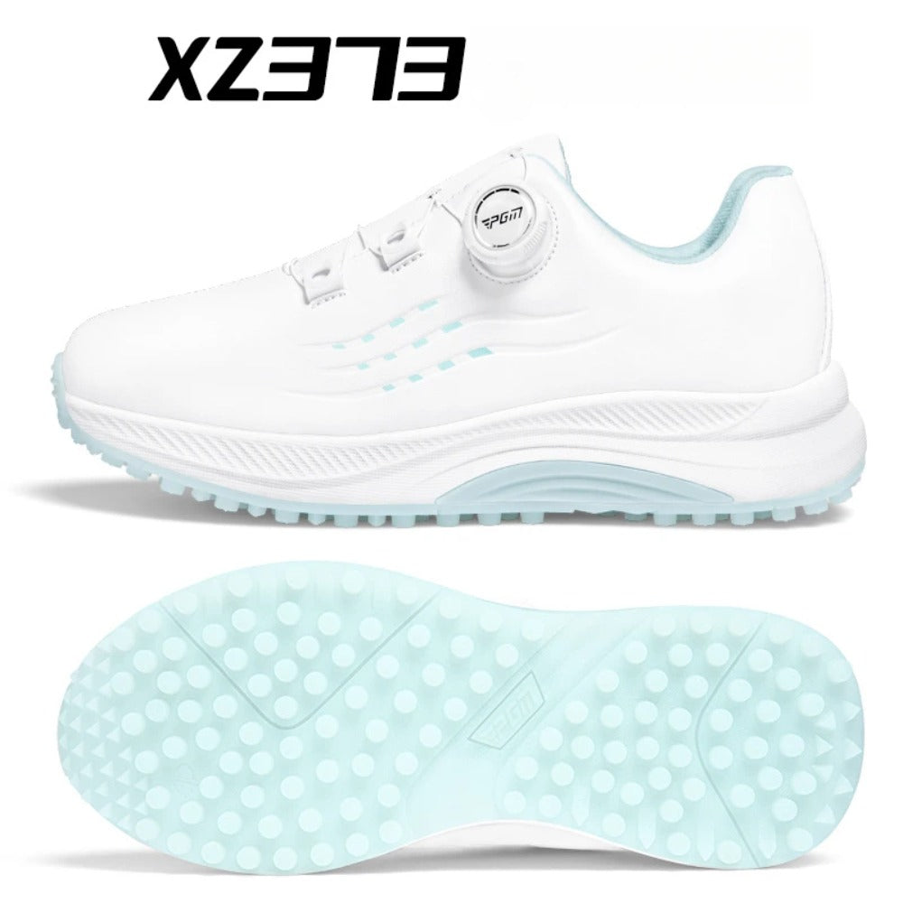 PGM Women Golf Shoes Summer Waterproof Anti Slip Comfortable Lightweight Nailless Shoes with Knob Laces Sports Sneakers