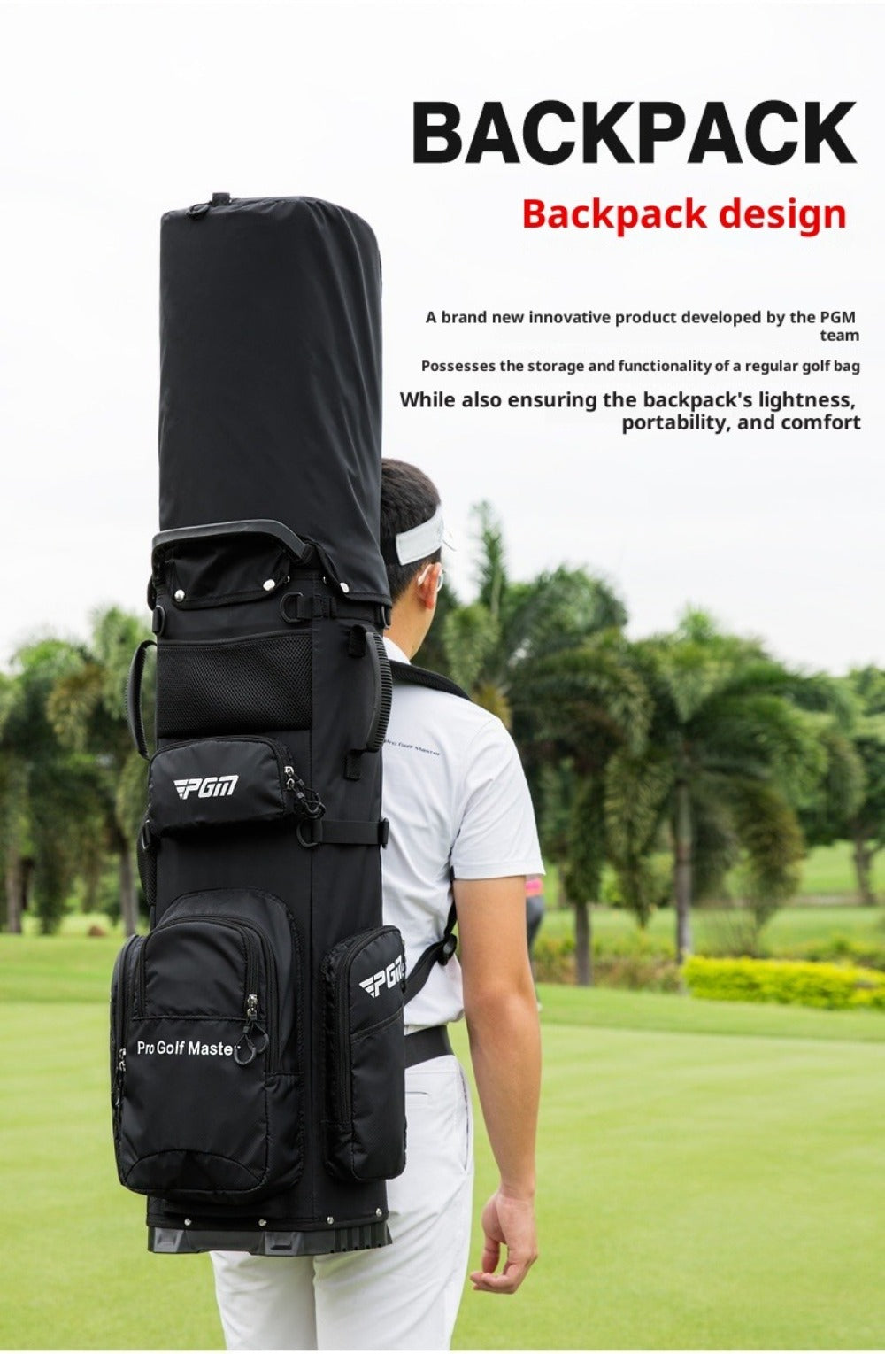 PGM Golf Bag, Backpack Style Golf Club Bag, Ultra Lightweight, Portable, Fixed, Plug-in, Waterproof Golf Bag