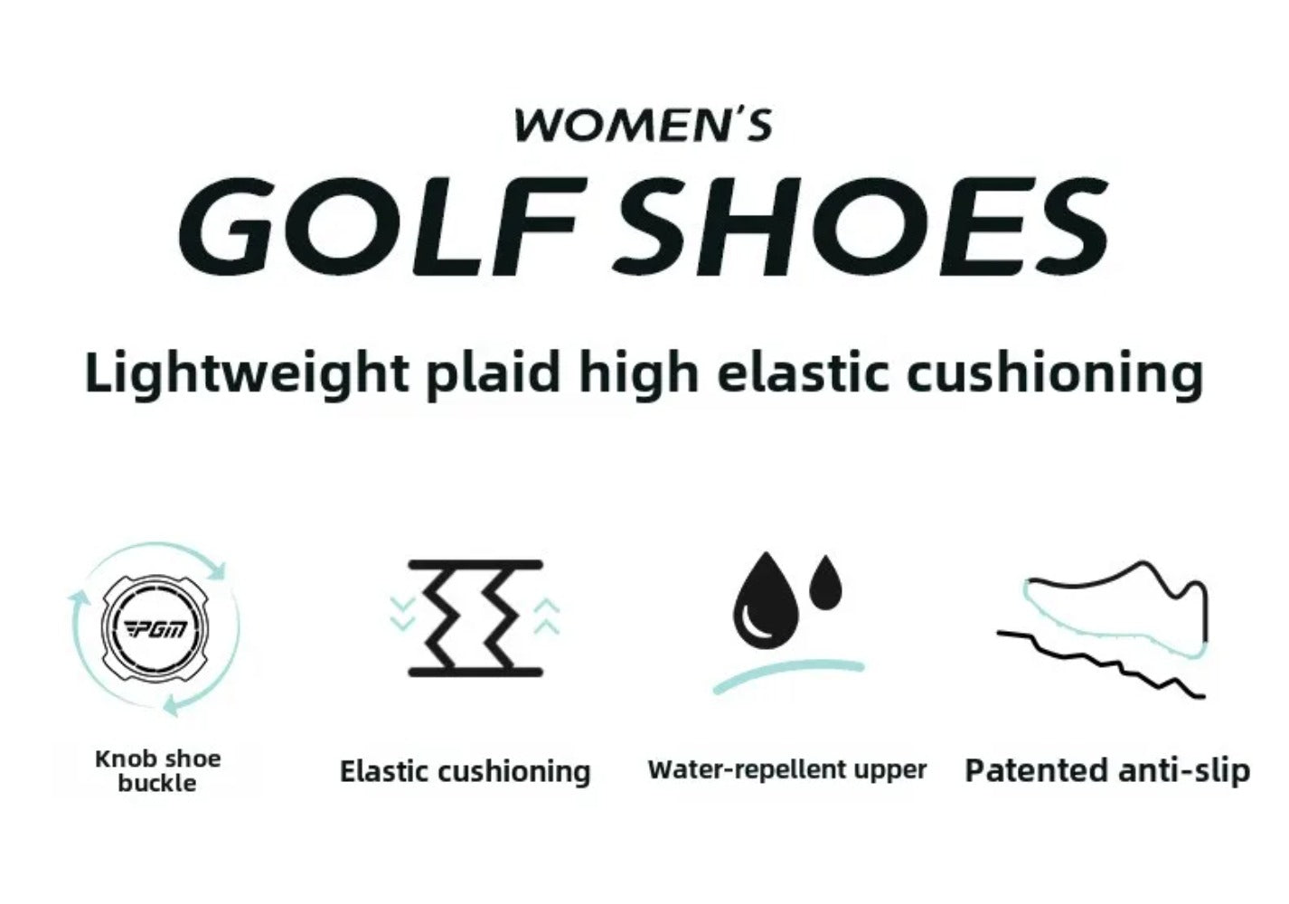 PGM Women Golf Shoes Summer Waterproof Anti Slip Comfortable Lightweight Nailless Shoes with Knob Laces Sports Sneakers