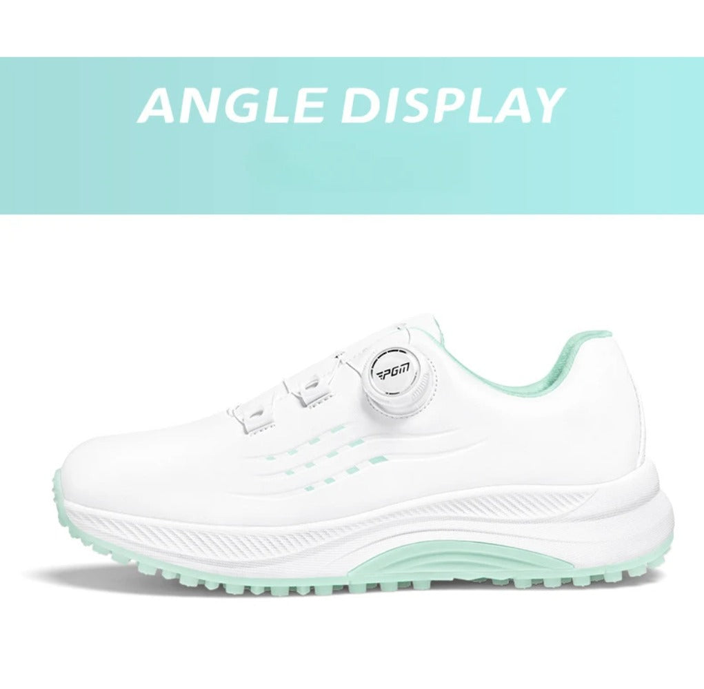 PGM Women Golf Shoes Summer Waterproof Anti Slip Comfortable Lightweight Nailless Shoes with Knob Laces Sports Sneakers