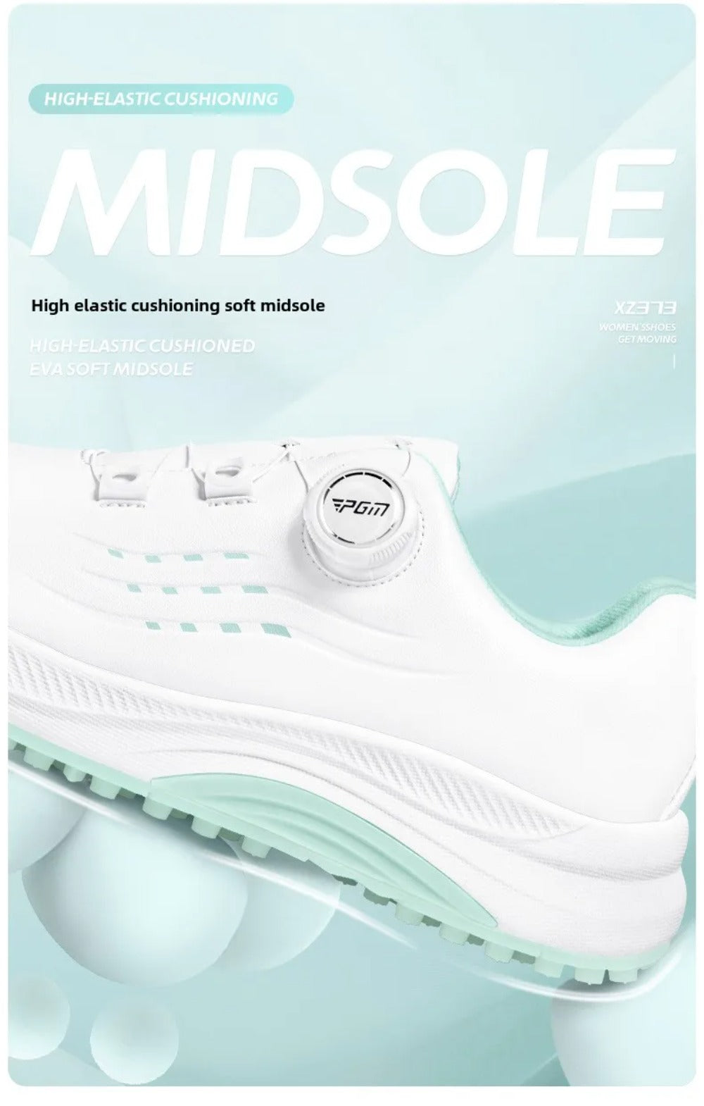 PGM Women Golf Shoes Summer Waterproof Anti Slip Comfortable Lightweight Nailless Shoes with Knob Laces Sports Sneakers